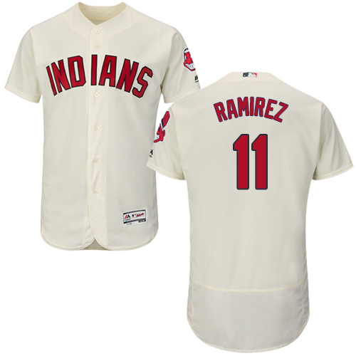 Indians #11 Jose Ramirez Cream Flexbase Authentic Collection Stitched MLB Jersey - Click Image to Close